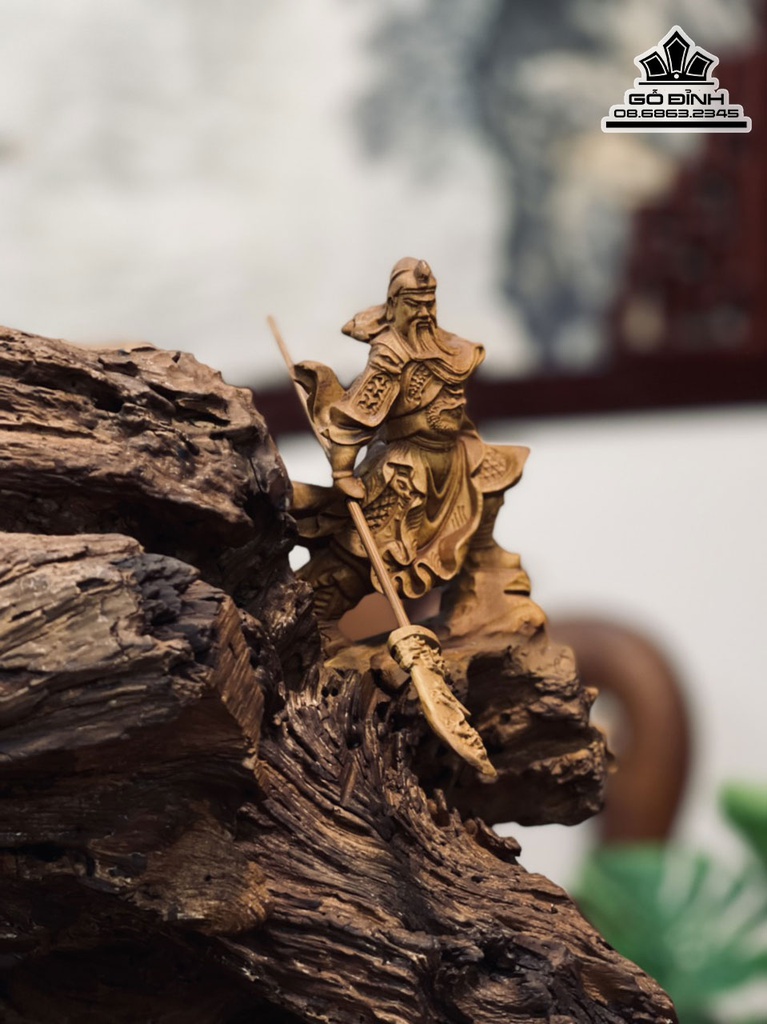Tượng Quan Công Trấn Ải Gỗ Bách Xanh Cao 30 Ngang 22 Sâu 20 (cm) 0
