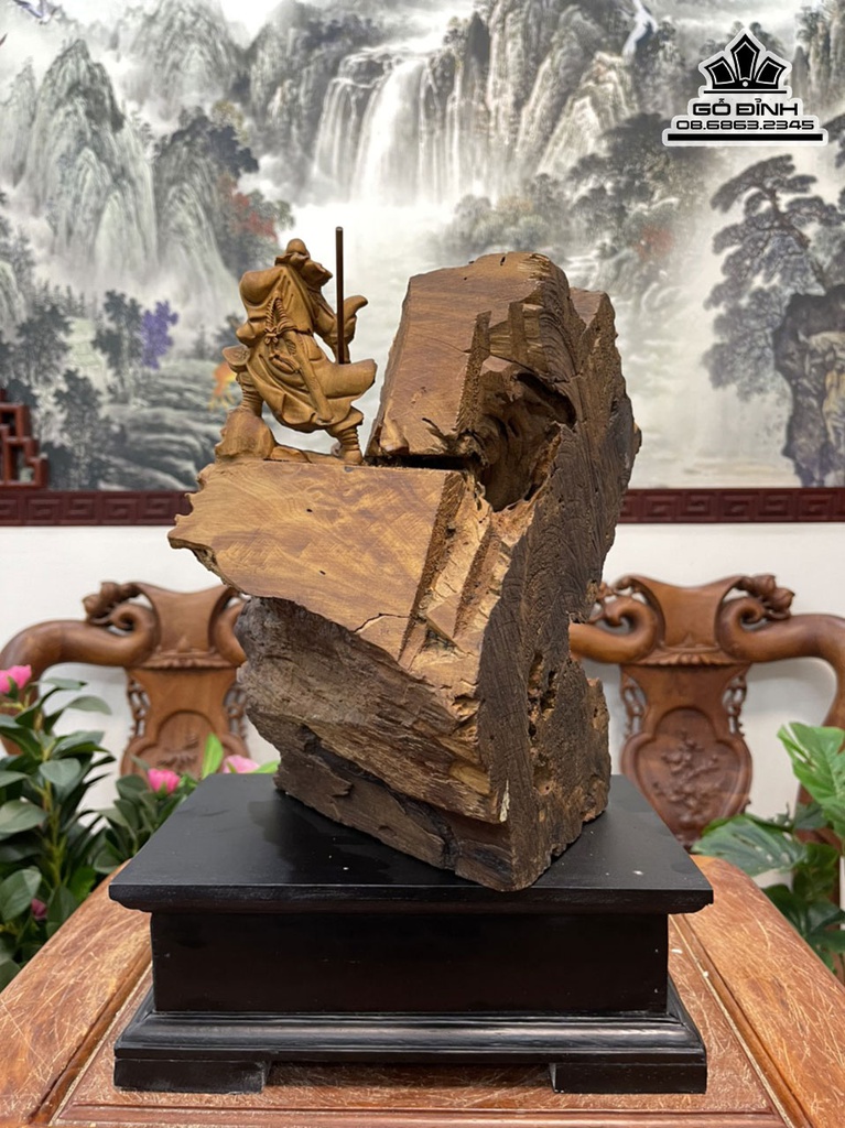 Tượng Quan Công Trấn Ải Gỗ Bách Xanh Cao 30 Ngang 22 Sâu 20 (cm) 3