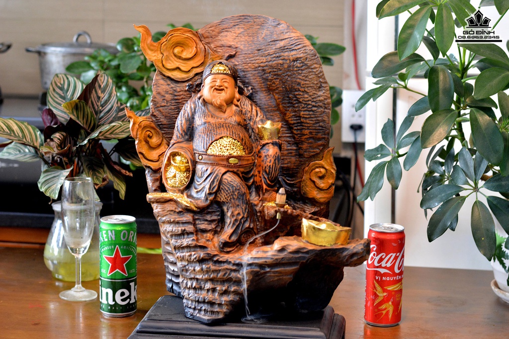 Tượng Thần Tài Gỗ Bách Xanh Cao 48 Ngang 30 Sâu 20 (cm) 1