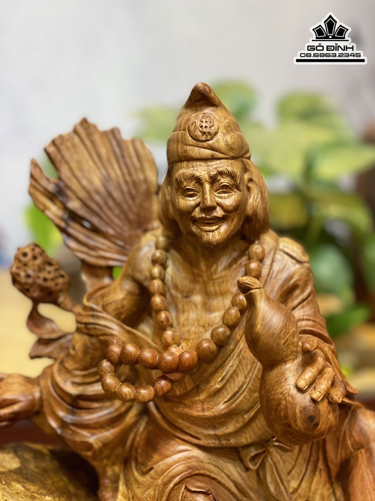 Tượng Tế Công Gỗ Hương Ôm Đá Cao 43 Ngang 43 Sâu 30 (cm) 7