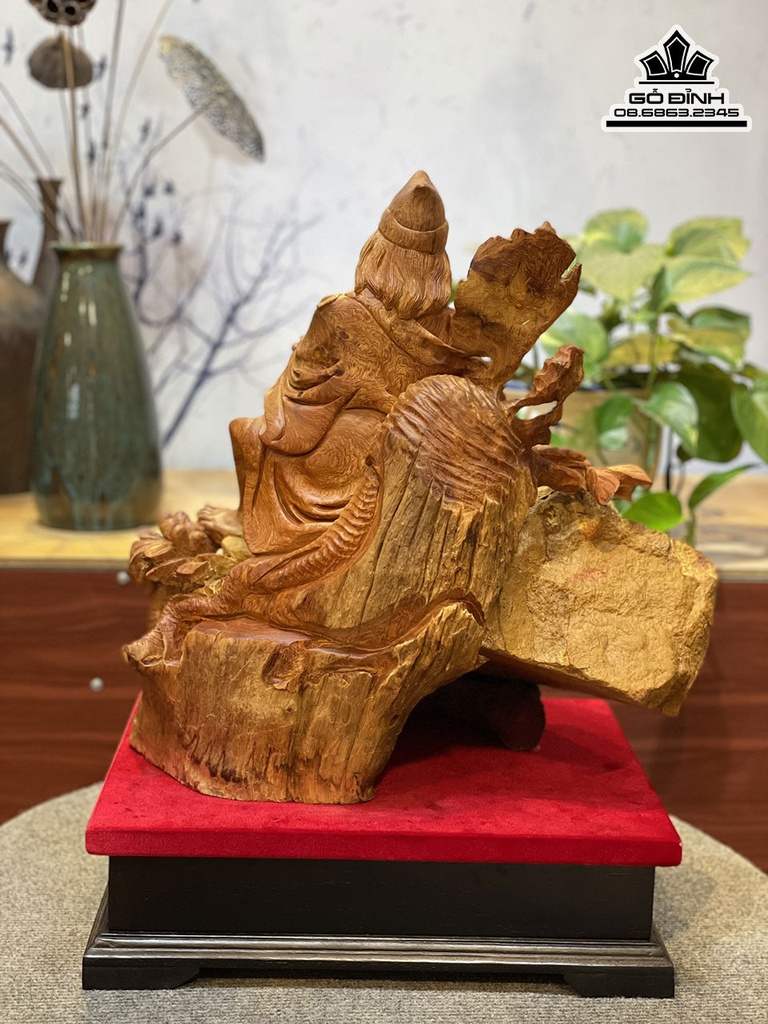 Tượng Tế Công Gỗ Hương Ôm Đá Cao 43 Ngang 43 Sâu 30 (cm)8