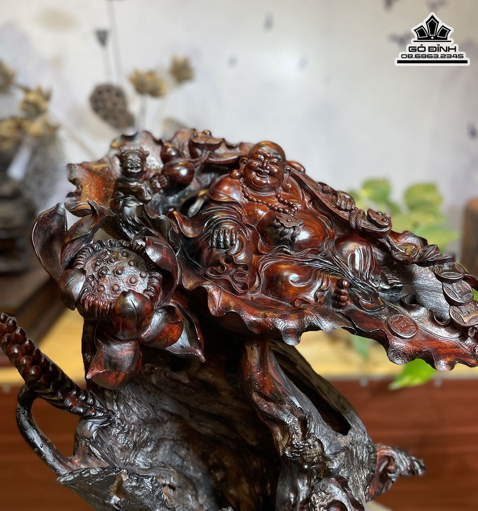 Tượng Phật Di Lặc Ngũ Phúc Gỗ Trắc Cao 60 Ngang 68 Sâu 35 (cm) 1