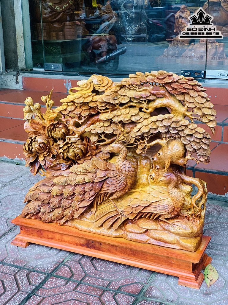 Tượng Phu Thê Viên Mãn Gỗ Hương Cao 66 Ngang 70 Sâu 16 (cm) 1