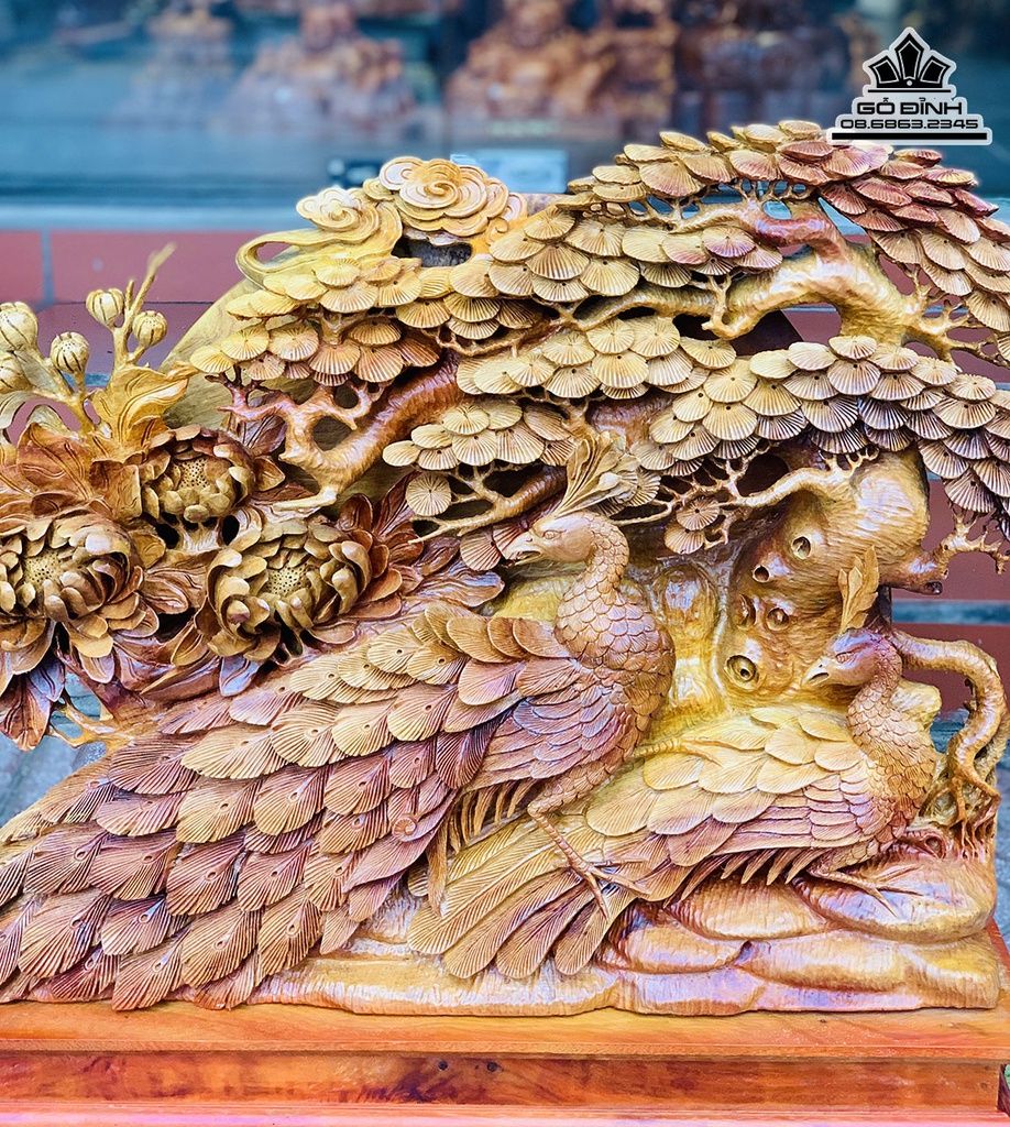 Tượng Phu Thê Viên Mãn Gỗ Hương Cao 66 Ngang 70 Sâu 16 (cm) 2