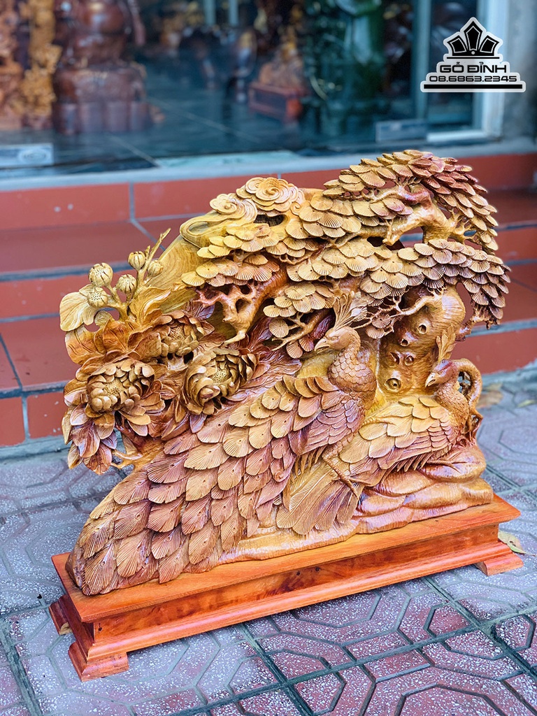 Tượng Phu Thê Viên Mãn Gỗ Hương Cao 66 Ngang 70 Sâu 16 (cm)3