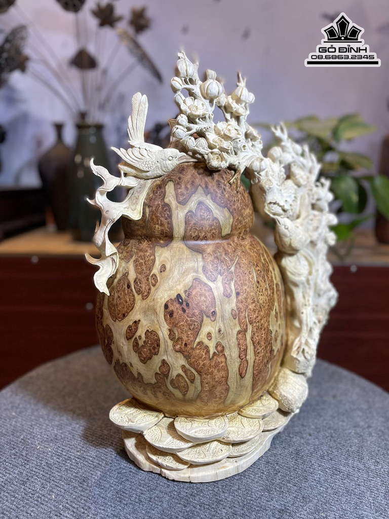 Bình Bông Mai Điểu Gỗ Nu Hương Cao 50 Ngang 39 Sâu 12 (cm) 3