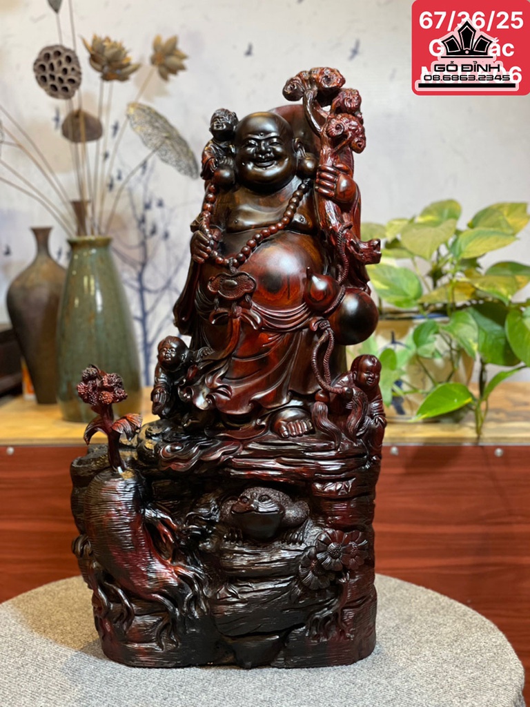 Tượng Phật Di Lặc Gỗ Trắc Cao 67 Ngang 36 Sâu 25 (cm) 0