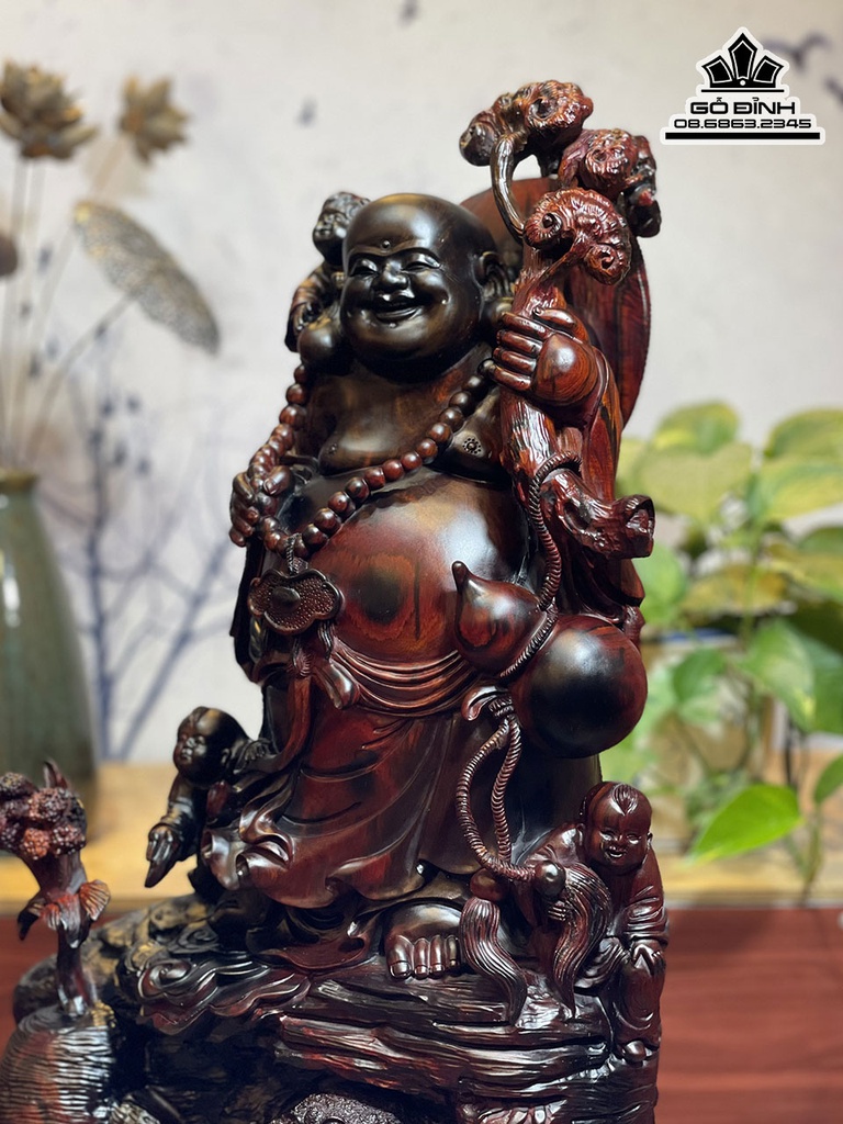 Tượng Phật Di Lặc Gỗ Trắc Cao 67 Ngang 36 Sâu 25 (cm) 3