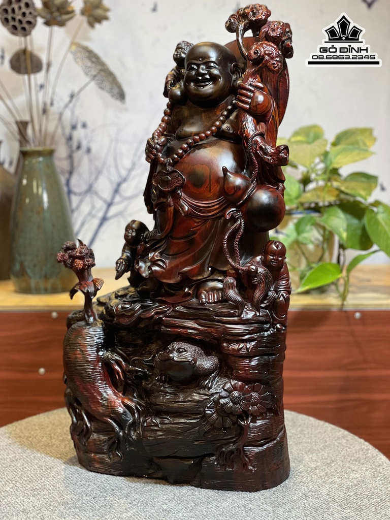 Tượng Phật Di Lặc Gỗ Trắc Cao 67 Ngang 36 Sâu 25 (cm) 4