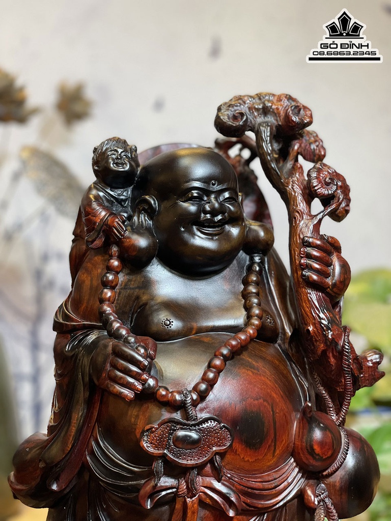 Tượng Phật Di Lặc Gỗ Trắc Cao 67 Ngang 36 Sâu 25 (cm)8