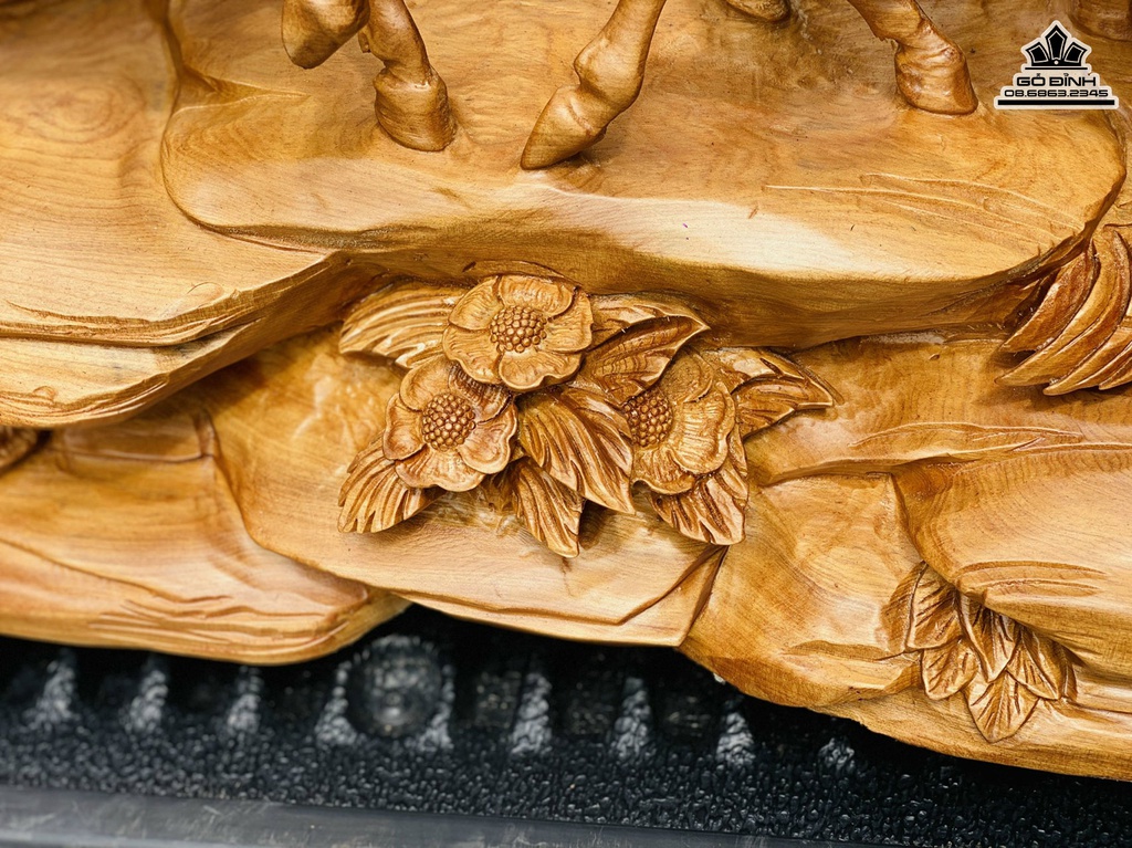 Tượng Ngựa (Bát Mã) Gỗ Ngọc Am Cao 56 Ngang 165 Sâu 40 (cm) 2