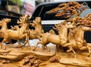 Tượng Ngựa (Bát Mã) Gỗ Ngọc Am Cao 56 Ngang 165 Sâu 40 (cm)