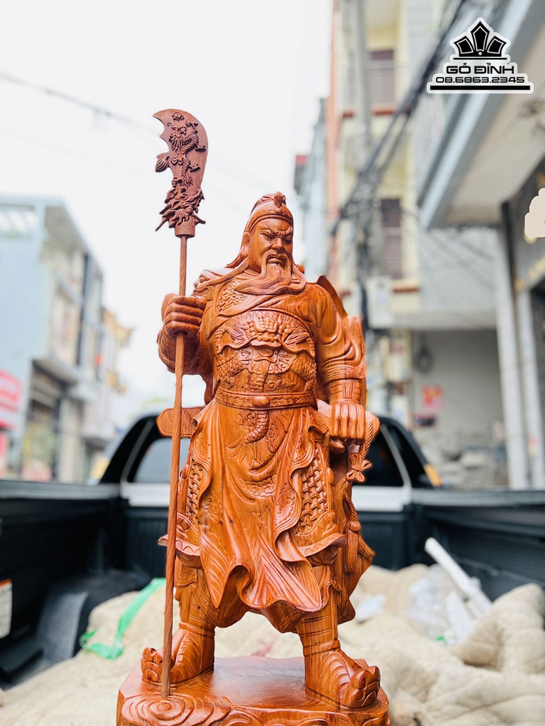 Tượng Quan Công Gỗ Hương Đá Cao 100 Ngang 36 Sâu 24 (cm) 2
