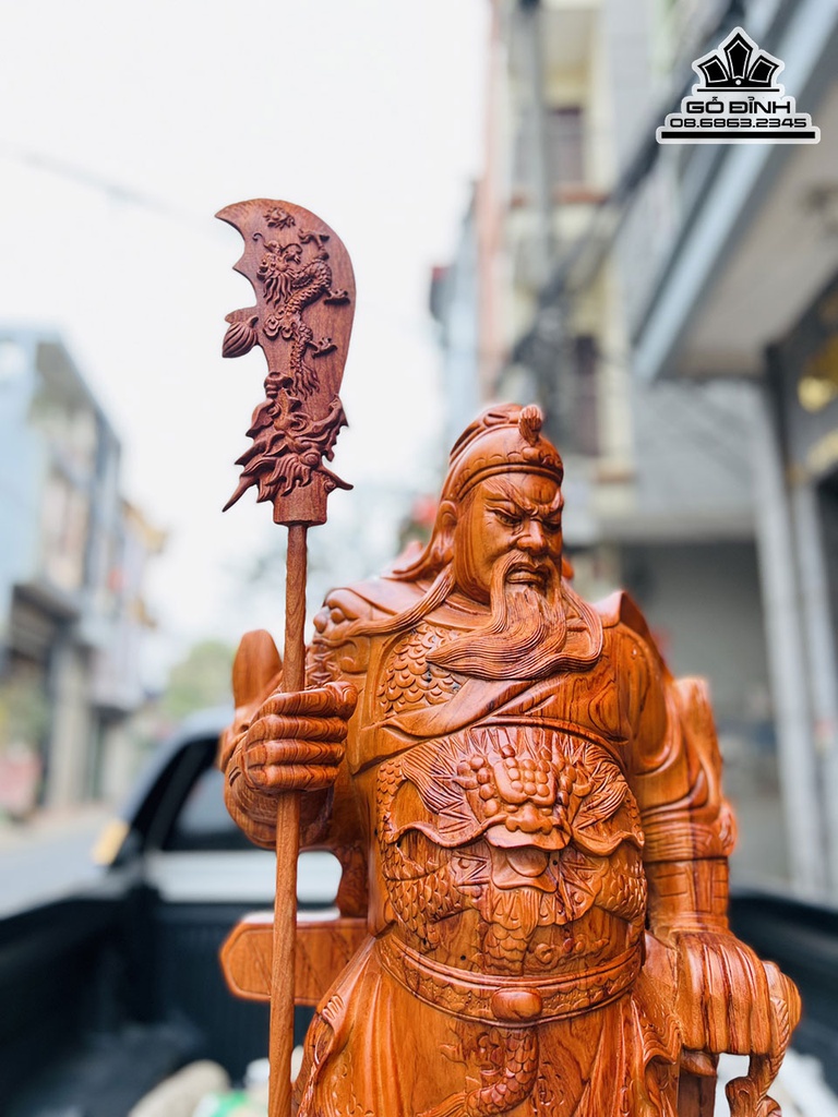 Tượng Quan Công Gỗ Hương Đá Cao 100 Ngang 36 Sâu 24 (cm) 4