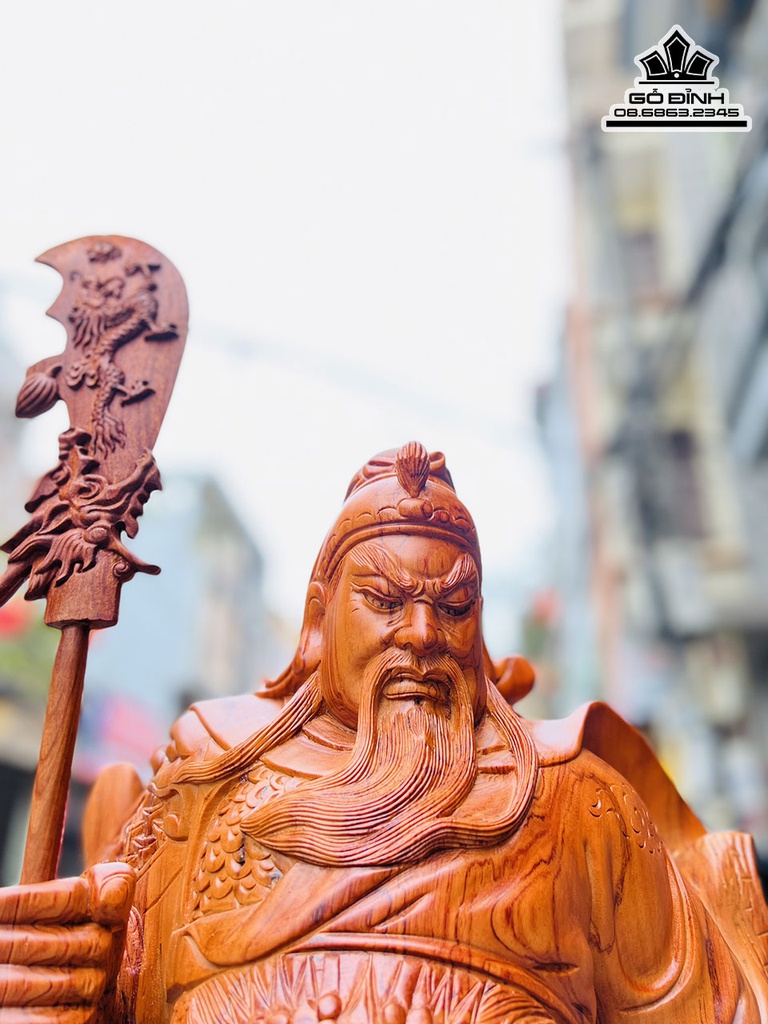 Tượng Quan Công Gỗ Hương Đá Cao 100 Ngang 36 Sâu 24 (cm) 5