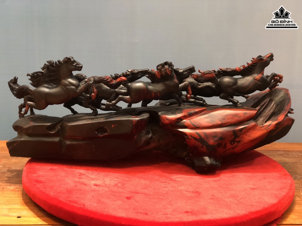 Tượng Ngựa (Bát Mã) Gỗ Trắc Cao 31 Ngang 86 Sâu 30 (cm) 0