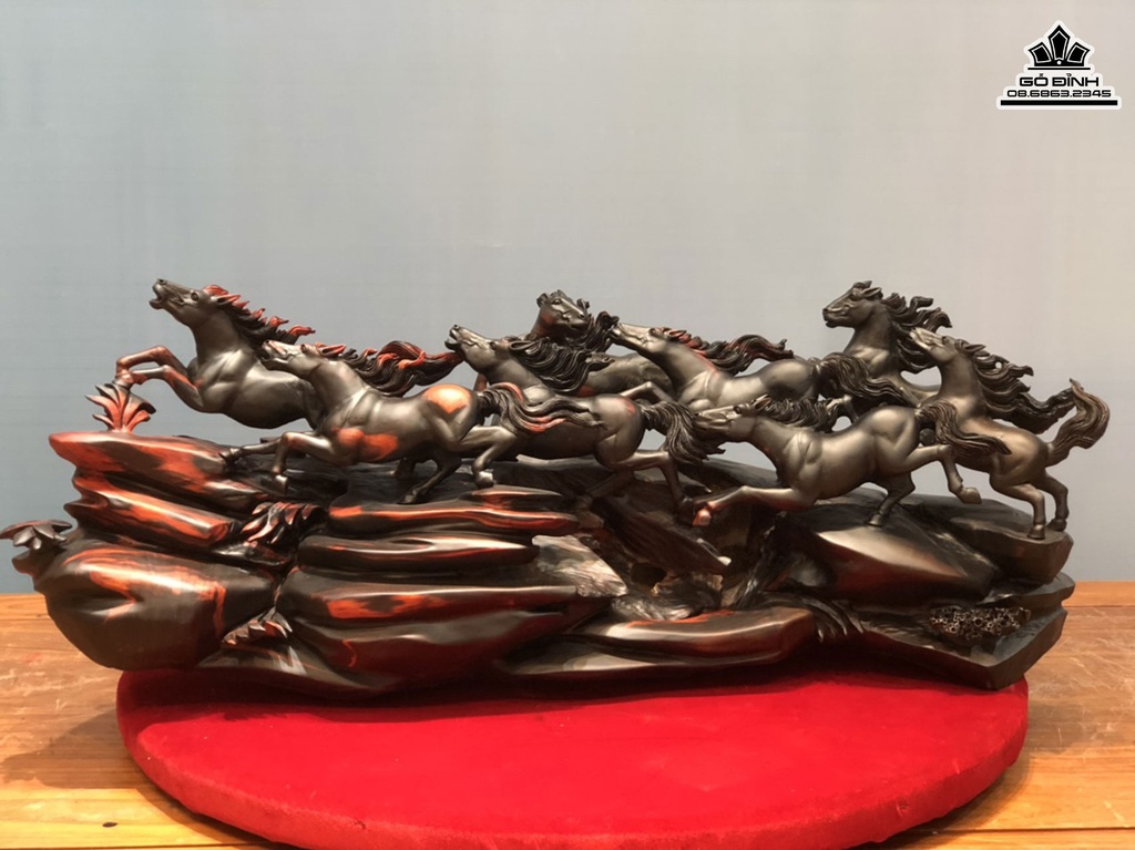 Tượng Ngựa (Bát Mã) Gỗ Trắc Cao 31 Ngang 86 Sâu 30 (cm) 1