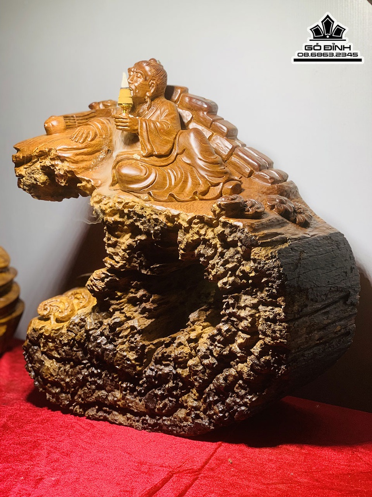 Tượng Thần Trà Lục Vũ Gỗ Lũa Hương Cao 45 Ngang 40 Sâu 19 (cm) 3