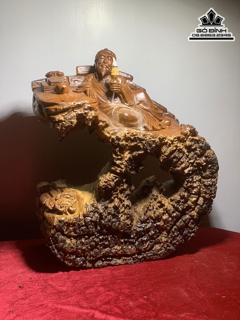 Tượng Thần Trà Lục Vũ Gỗ Lũa Hương Cao 45 Ngang 40 Sâu 19 (cm) 4