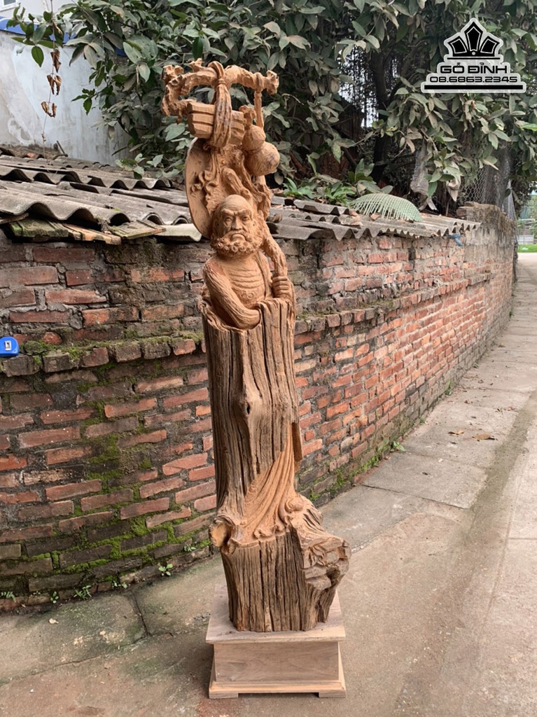 Tượng Đạt Ma Sư Tổ Gỗ Ngọc Am Cao 165 Ngang 40 Sâu 37(cm) 1