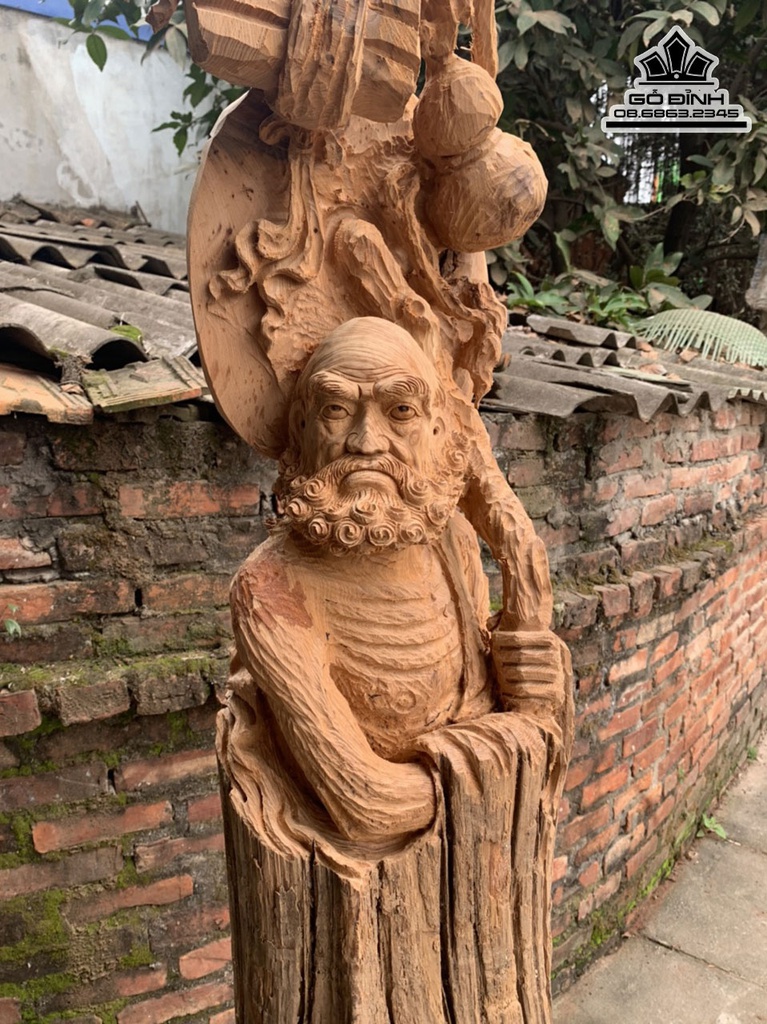 Tượng Đạt Ma Sư Tổ Gỗ Ngọc Am Cao 165 Ngang 40 Sâu 37(cm) 3