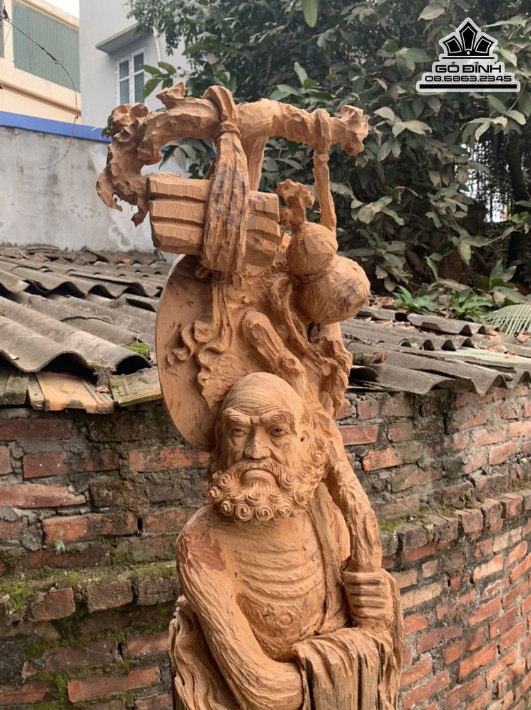 Tượng Đạt Ma Sư Tổ Gỗ Ngọc Am Cao 165 Ngang 40 Sâu 37(cm) 4