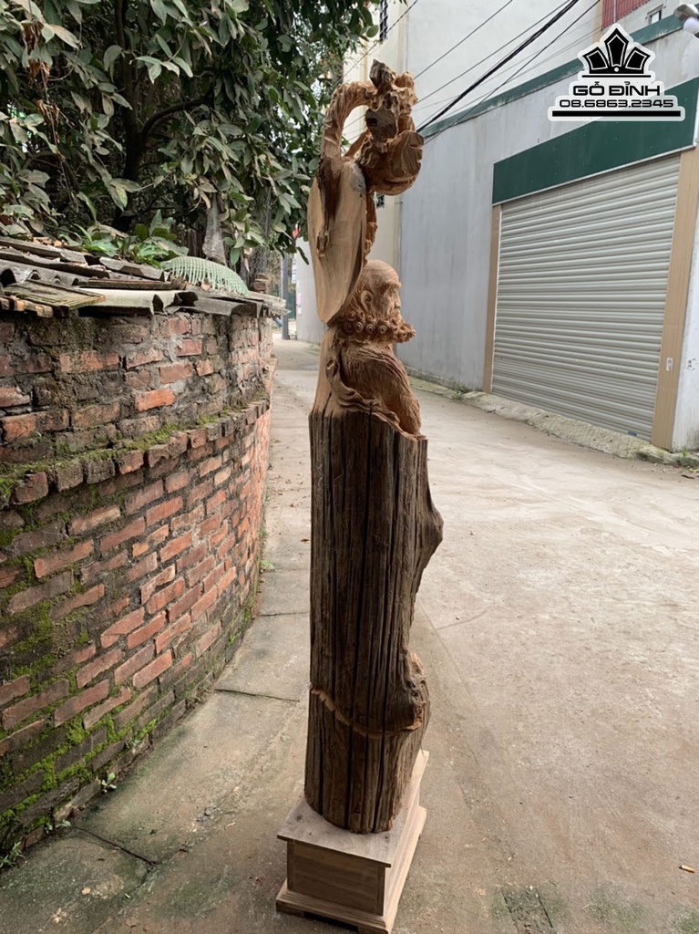 Tượng Đạt Ma Sư Tổ Gỗ Ngọc Am Cao 165 Ngang 40 Sâu 37(cm)6