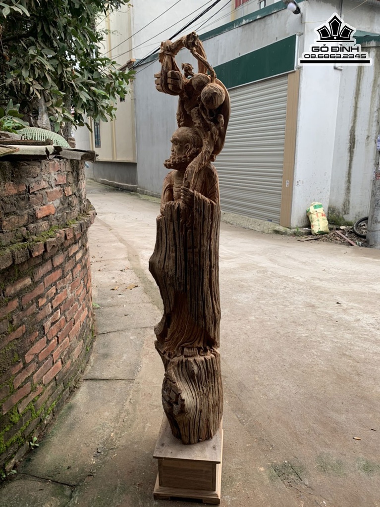 Tượng Đạt Ma Sư Tổ Gỗ Ngọc Am Cao 165 Ngang 40 Sâu 37(cm) 7