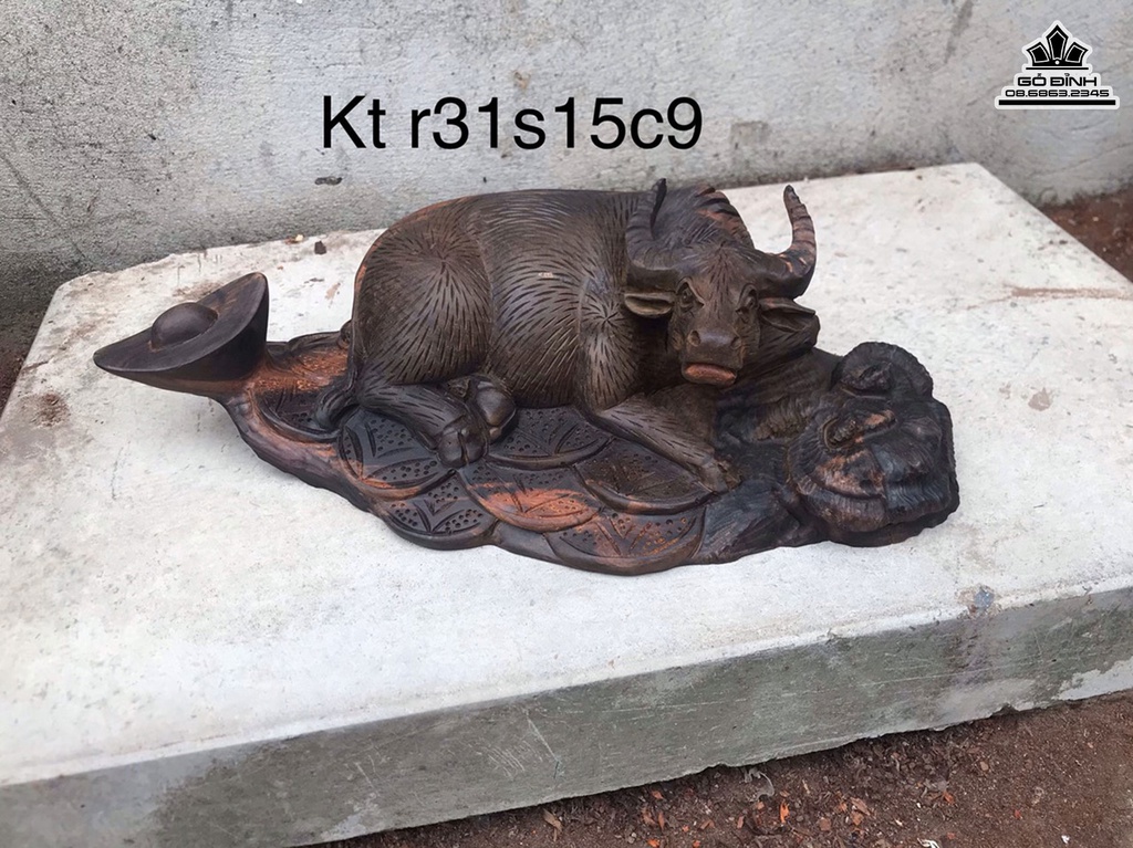 Tượng Trâu Gỗ Trắc Cao 9 Ngang 31 Sâu 15 (cm) 1