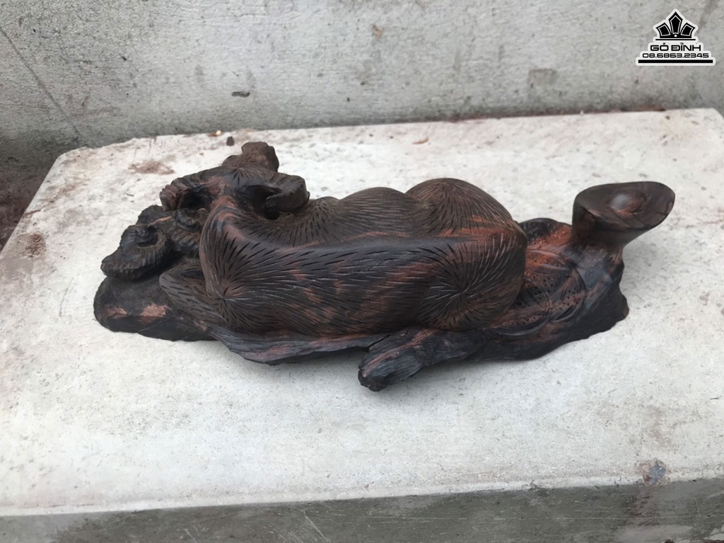 Tượng Trâu Gỗ Trắc Cao 9 Ngang 31 Sâu 15 (cm) 2