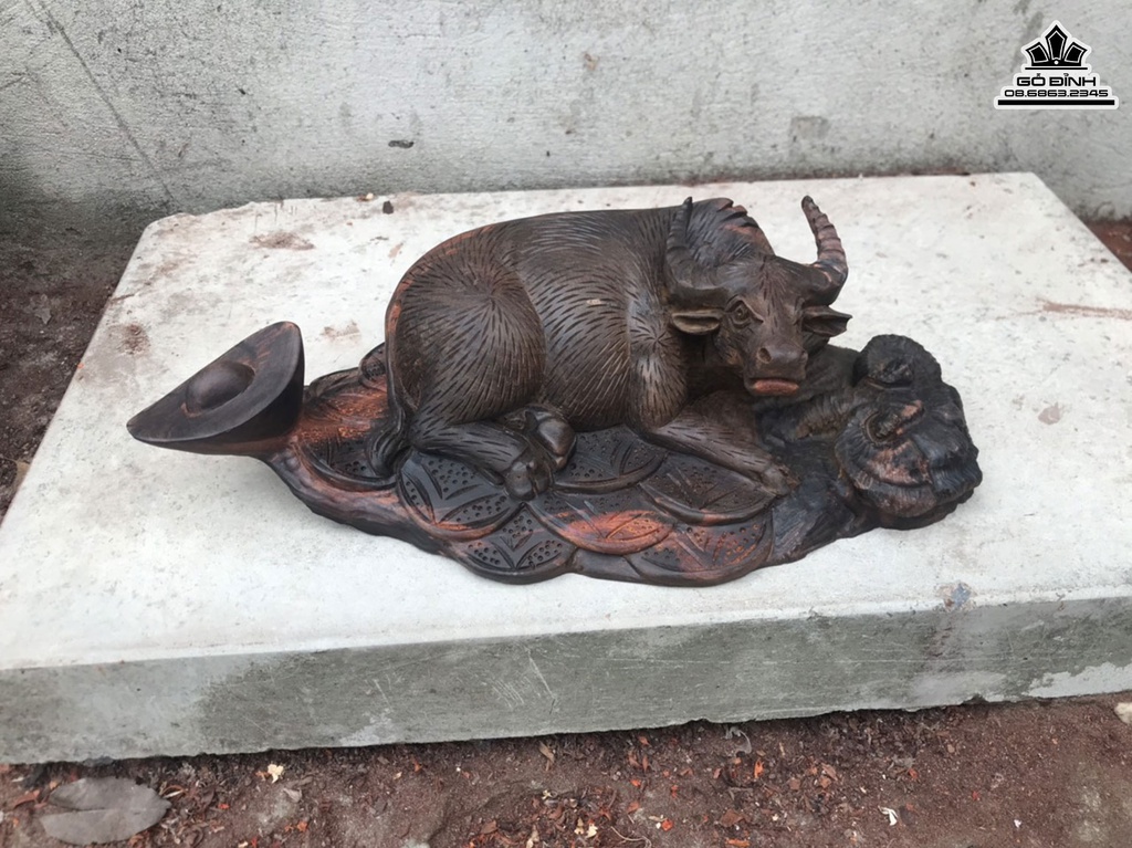 Tượng Trâu Gỗ Trắc Cao 9 Ngang 31 Sâu 15 (cm) 3