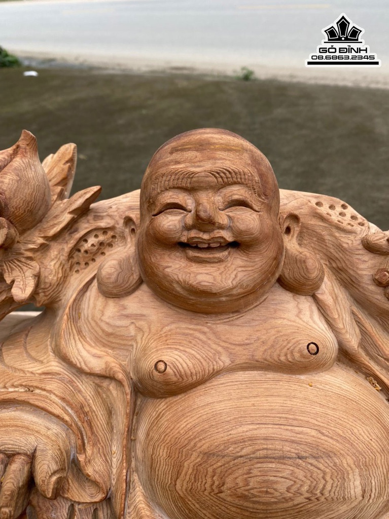 Tượng Phật Di Lặc Gỗ Ngọc Am Cao 26 Ngang 52 Sâu 21(cm) 1
