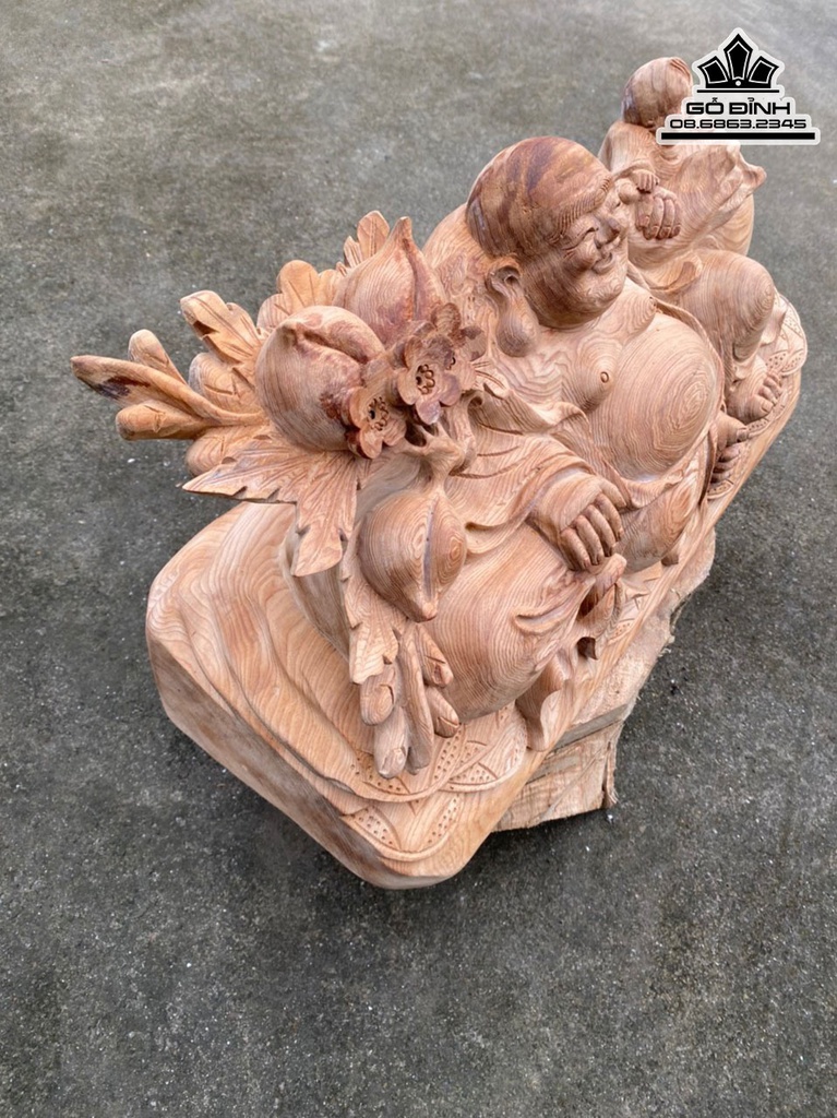 Tượng Phật Di Lặc Gỗ Ngọc Am Cao 26 Ngang 52 Sâu 21(cm) 3