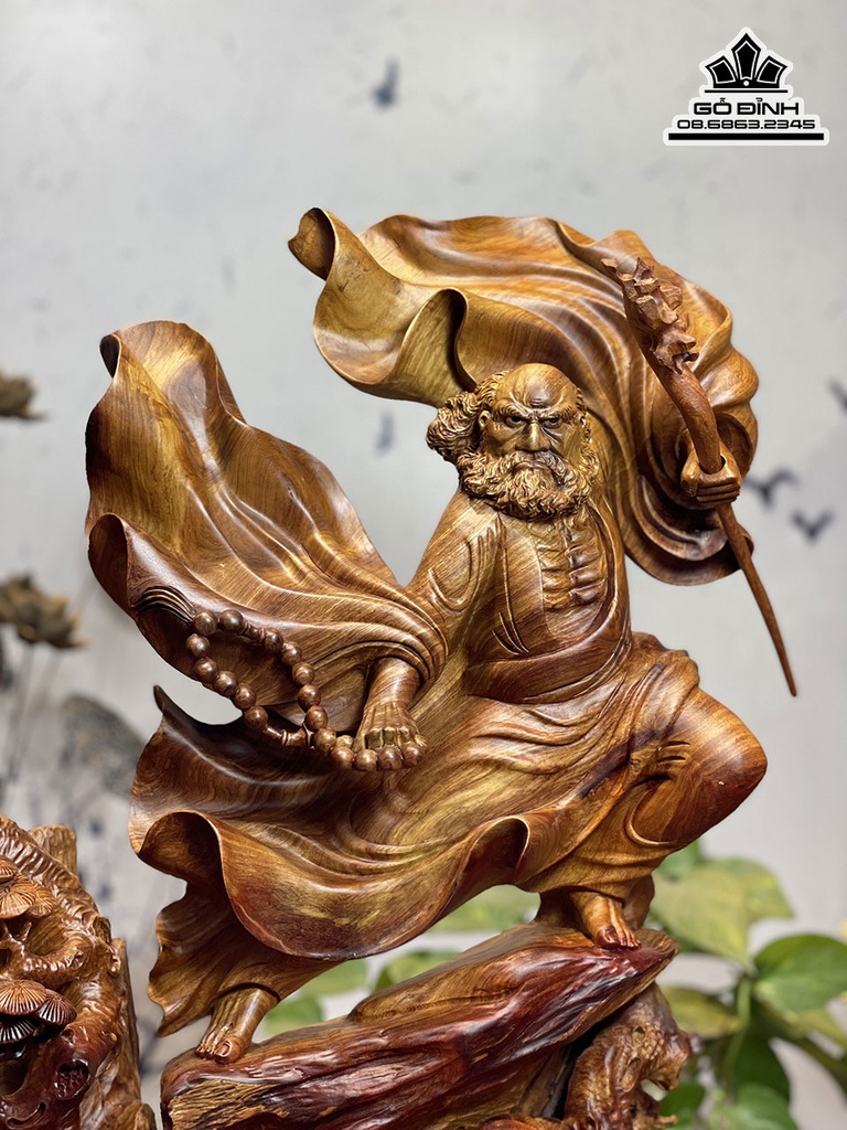 Tượng Đạt Ma Sư Tổ Gỗ Hương Cao 77 Ngang 45 Sâu 23 (cm) 2