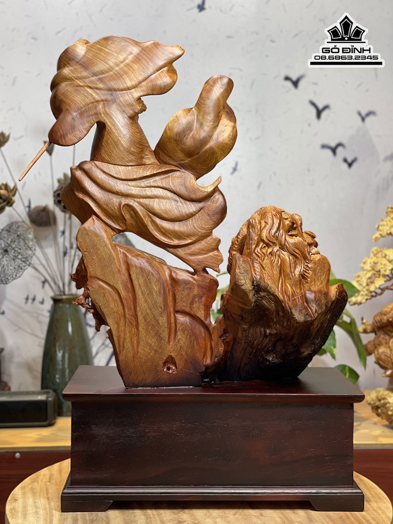 Tượng Đạt Ma Sư Tổ Gỗ Hương Cao 77 Ngang 45 Sâu 23 (cm)7