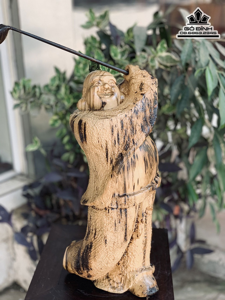 Tượng Phật Di Lặc Gỗ Mun Hoa Cao 45 Ngang 20 Sâu 20 (cm) 4