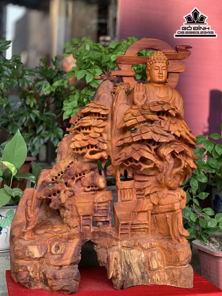 Tượng Nhất Tâm Bái Phật Gỗ Hương Cao Cả Kỷ 92 Ngang 55 Sâu 28 (cm)7