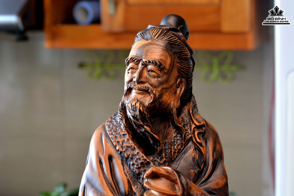 Tượng Thần Trà Lục Vũ Gỗ  Bách Xanh Cao 79 Ngang 18 Sâu 17 (cm) 2