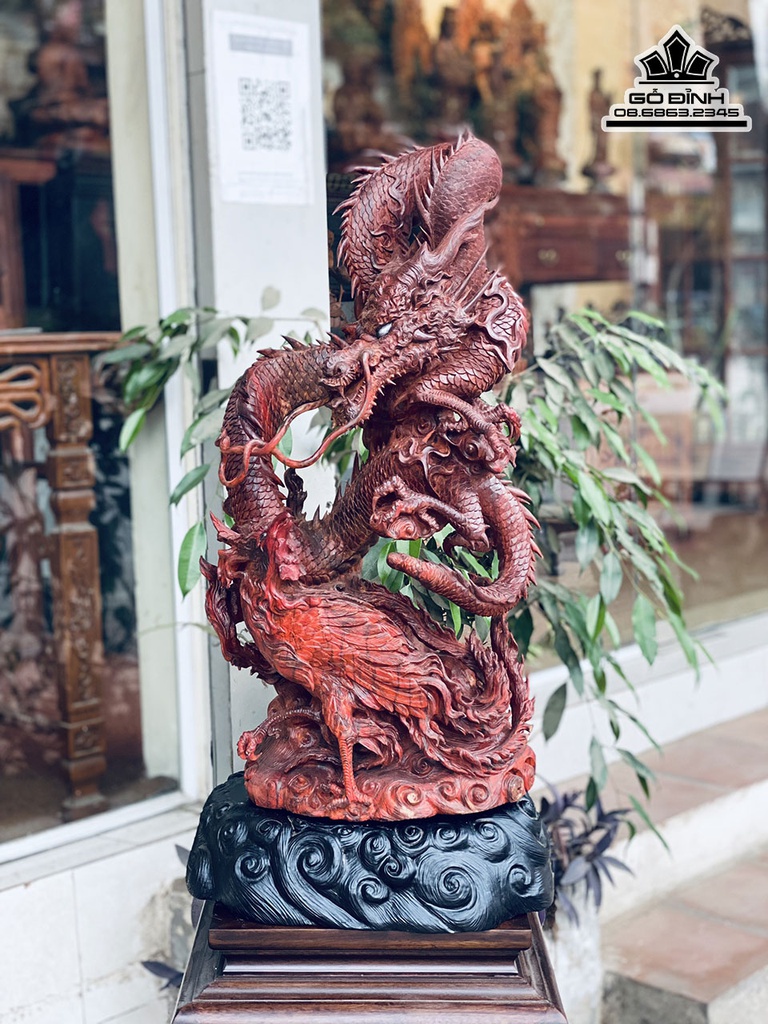 Tượng Long Phụng Gỗ Tử Đàn Cao 73 Ngang 35 Sâu 27 (cm) 0