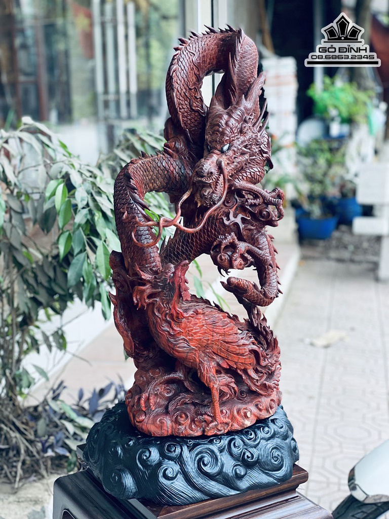 Tượng Long Phụng Gỗ Tử Đàn Cao 73 Ngang 35 Sâu 27 (cm) 3