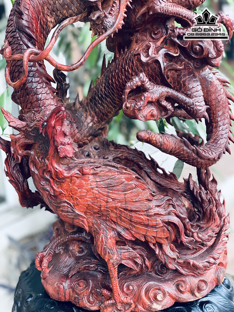 Tượng Long Phụng Gỗ Tử Đàn Cao 73 Ngang 35 Sâu 27 (cm)5