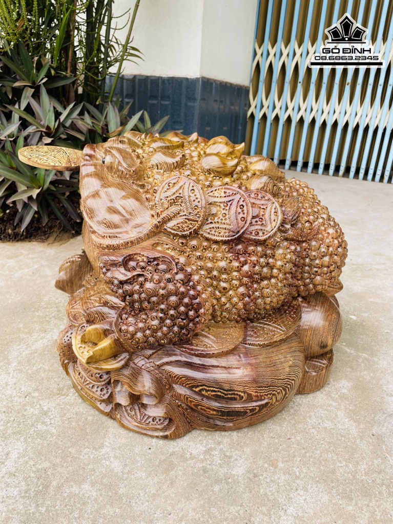 Tượng Cóc Gỗ Mun Hoa Cao 38 Ngang 50 Sâu 46 (cm) 2