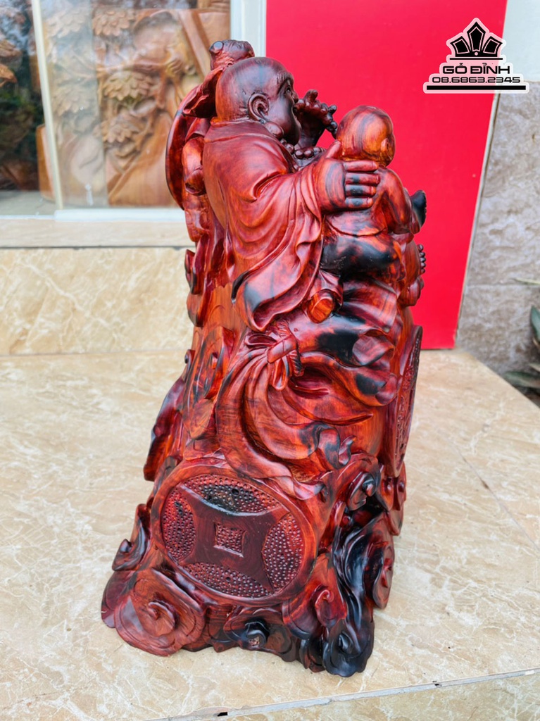 Tượng Phật Di Lặc Gỗ Trắc Cao 40 Ngang 28 Sâu 21 (cm) 2