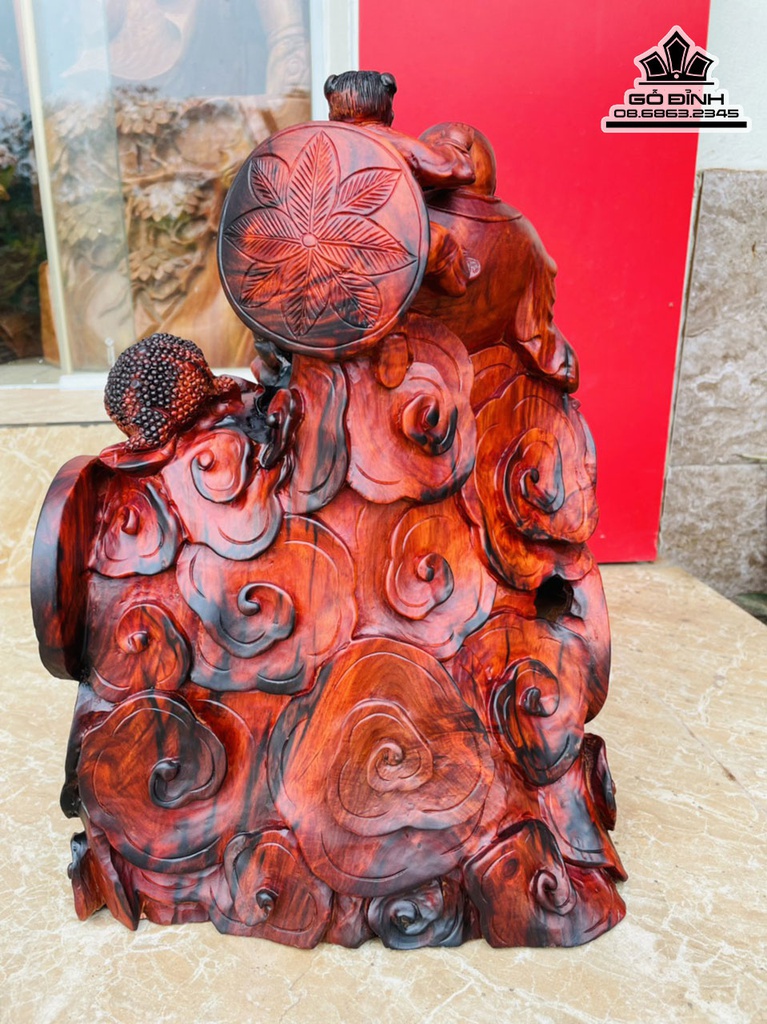 Tượng Phật Di Lặc Gỗ Trắc Cao 40 Ngang 28 Sâu 21 (cm) 3