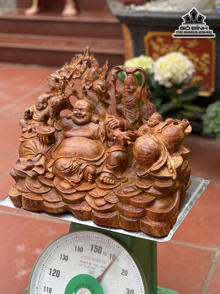 Tượng Phật Di Lặc Gỗ Cẩm Cao 33 Ngang 48 Sâu 30 (cm) 3