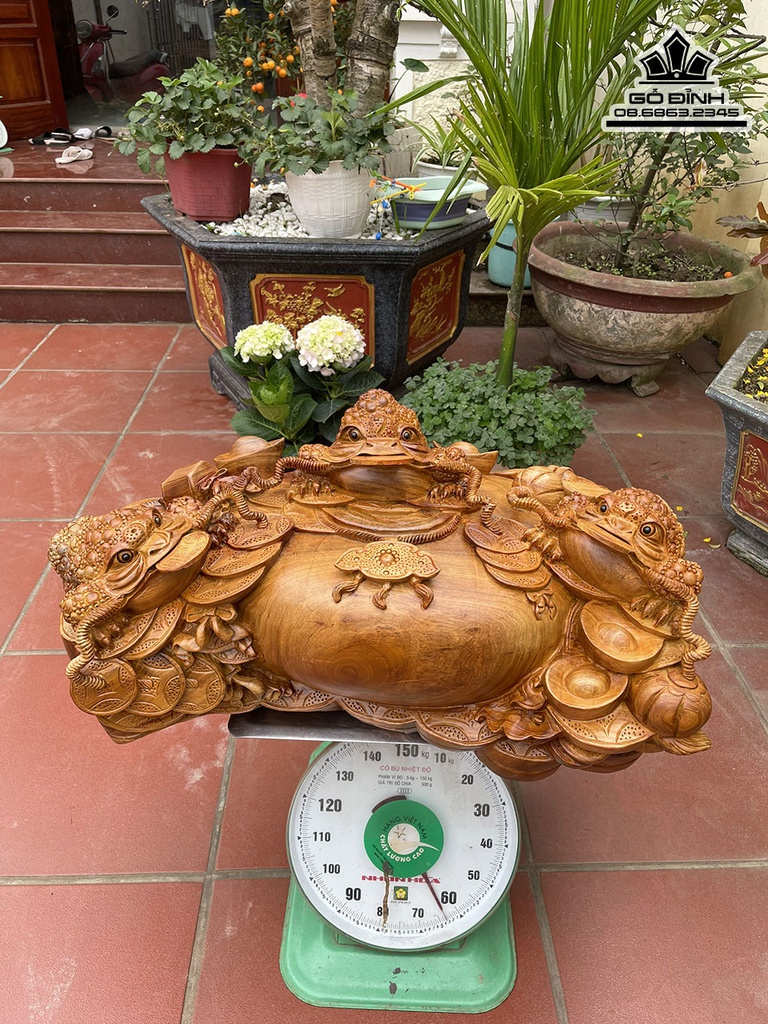 Tượng Cóc (Tam Cóc) Chấn Chum Gỗ Hương Cao 36 Ngang 86 Sâu 50 (cm) 0