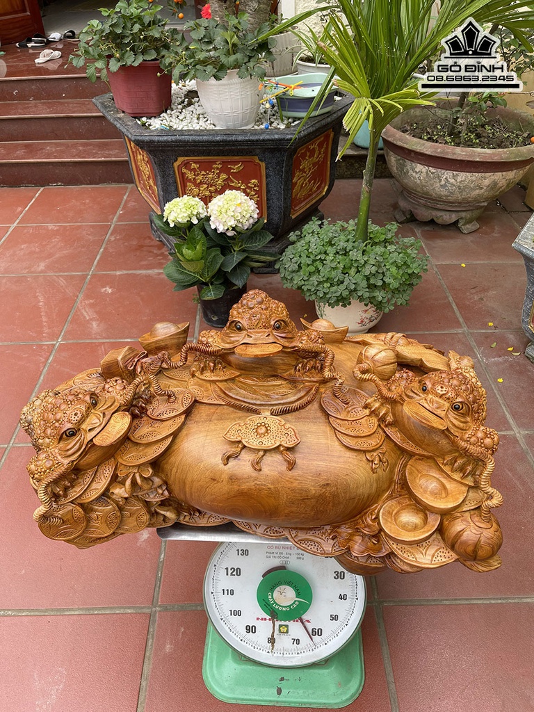 Tượng Cóc (Tam Cóc) Chấn Chum Gỗ Hương Cao 36 Ngang 86 Sâu 50 (cm) 1