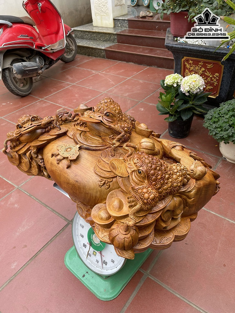 Tượng Cóc (Tam Cóc) Chấn Chum Gỗ Hương Cao 36 Ngang 86 Sâu 50 (cm) 2