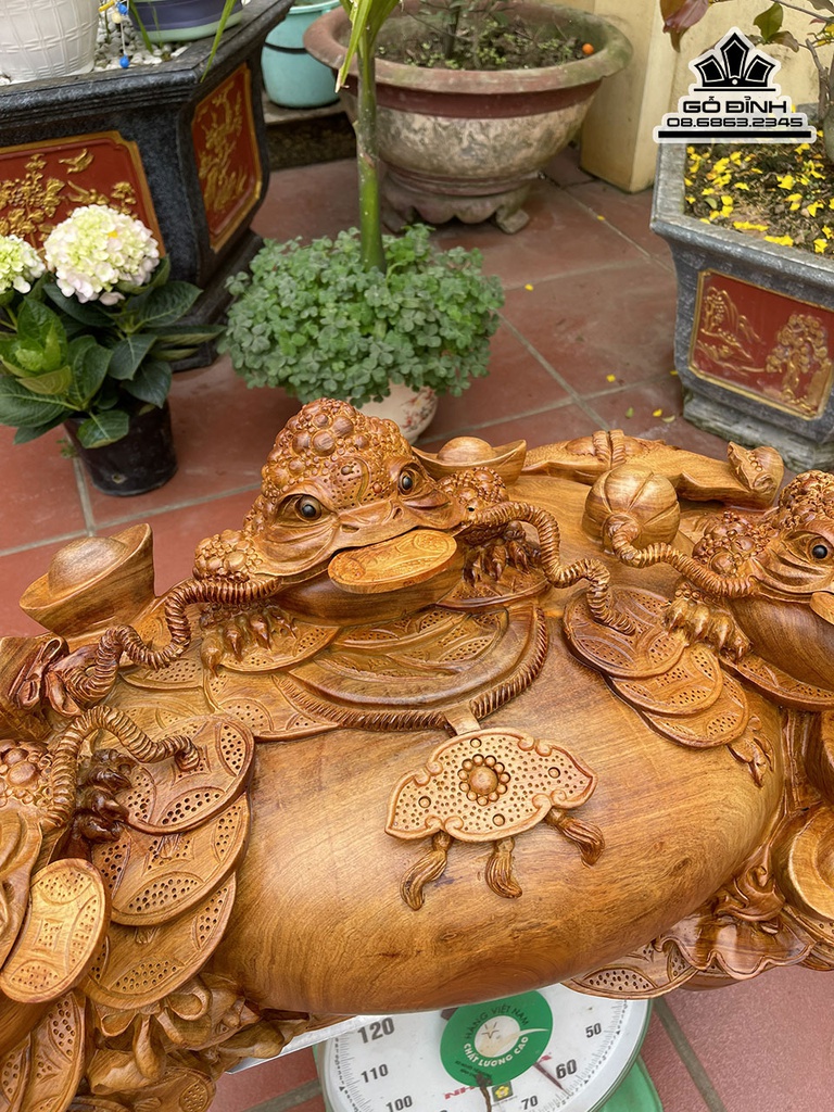 Tượng Cóc (Tam Cóc) Chấn Chum Gỗ Hương Cao 36 Ngang 86 Sâu 50 (cm) 5