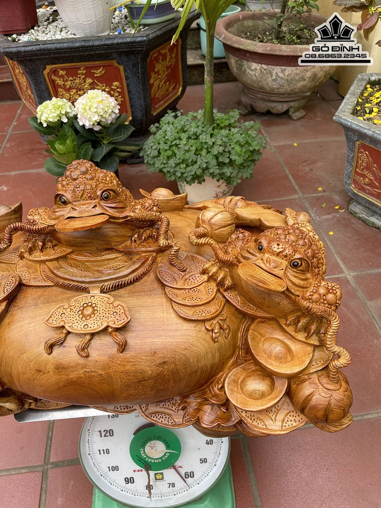 Tượng Cóc (Tam Cóc) Chấn Chum Gỗ Hương Cao 36 Ngang 86 Sâu 50 (cm) 6